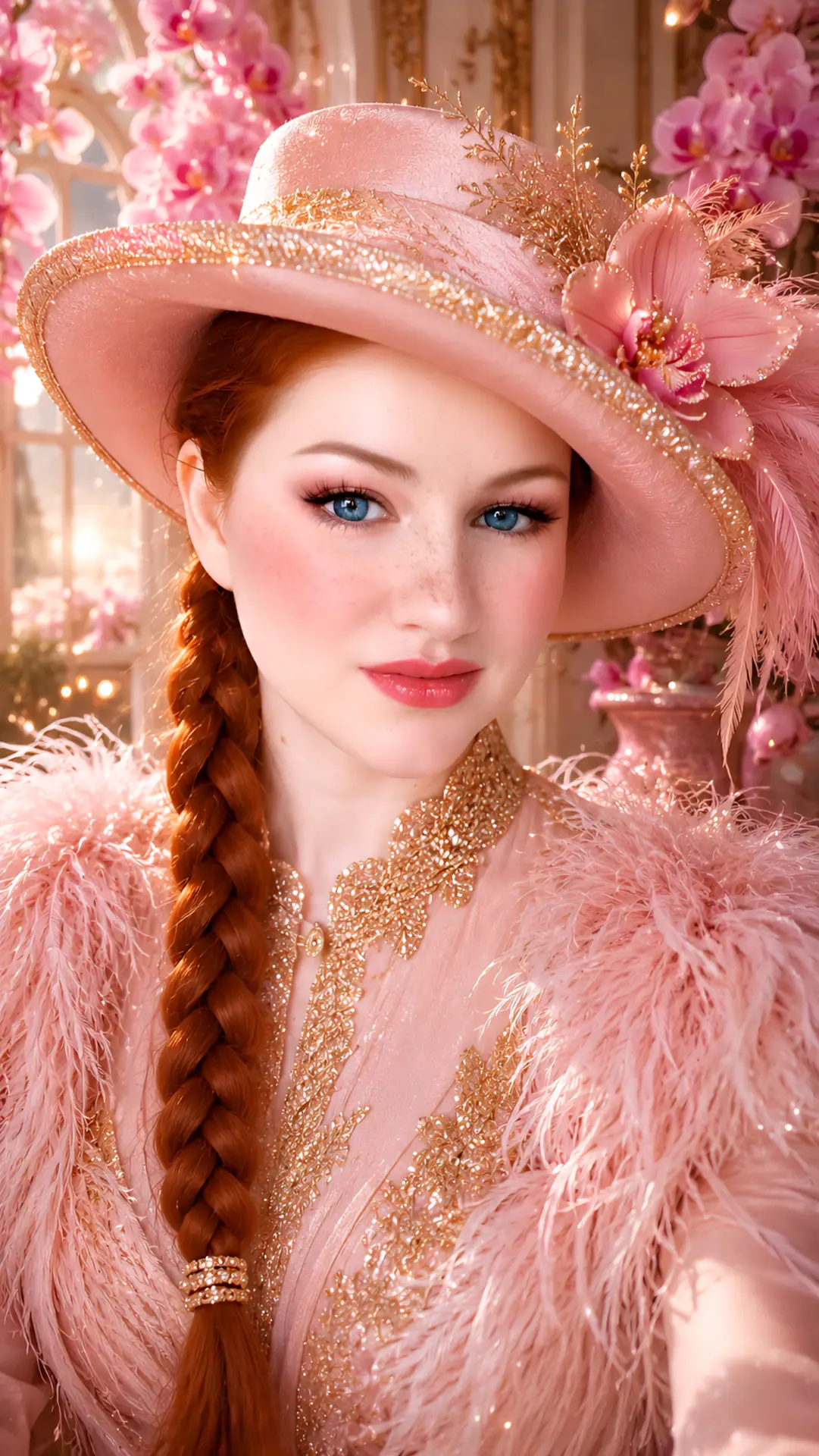 Portrait de Maria Madonne au chapeau rose