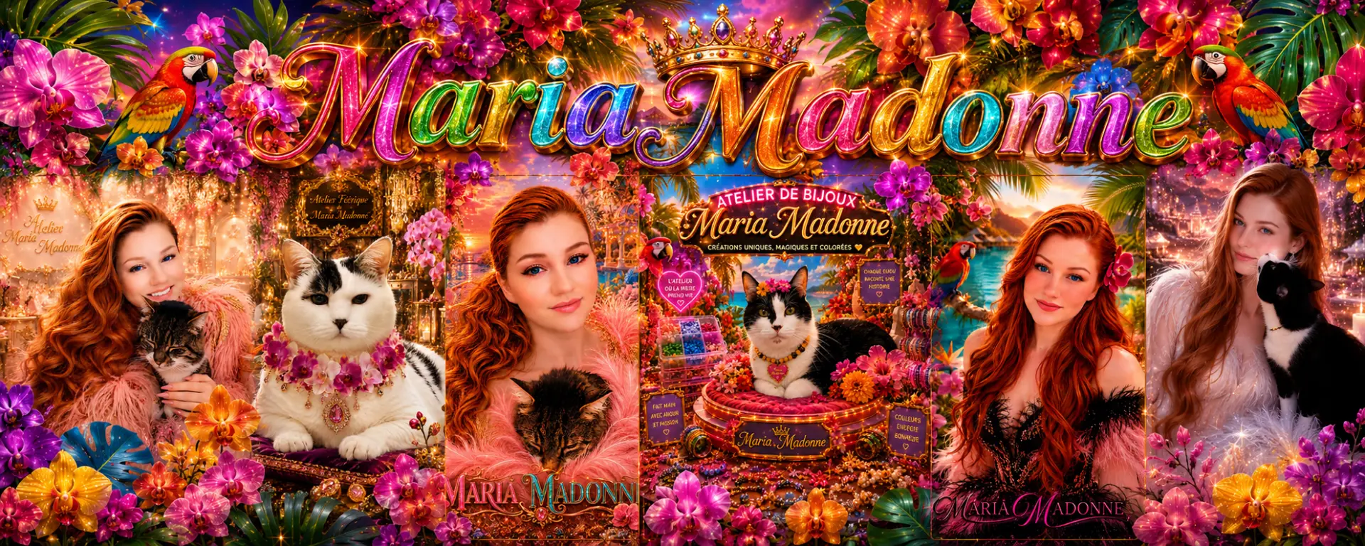 Galerie de portraits de Maria Madonne et de ses chats dans son atelier