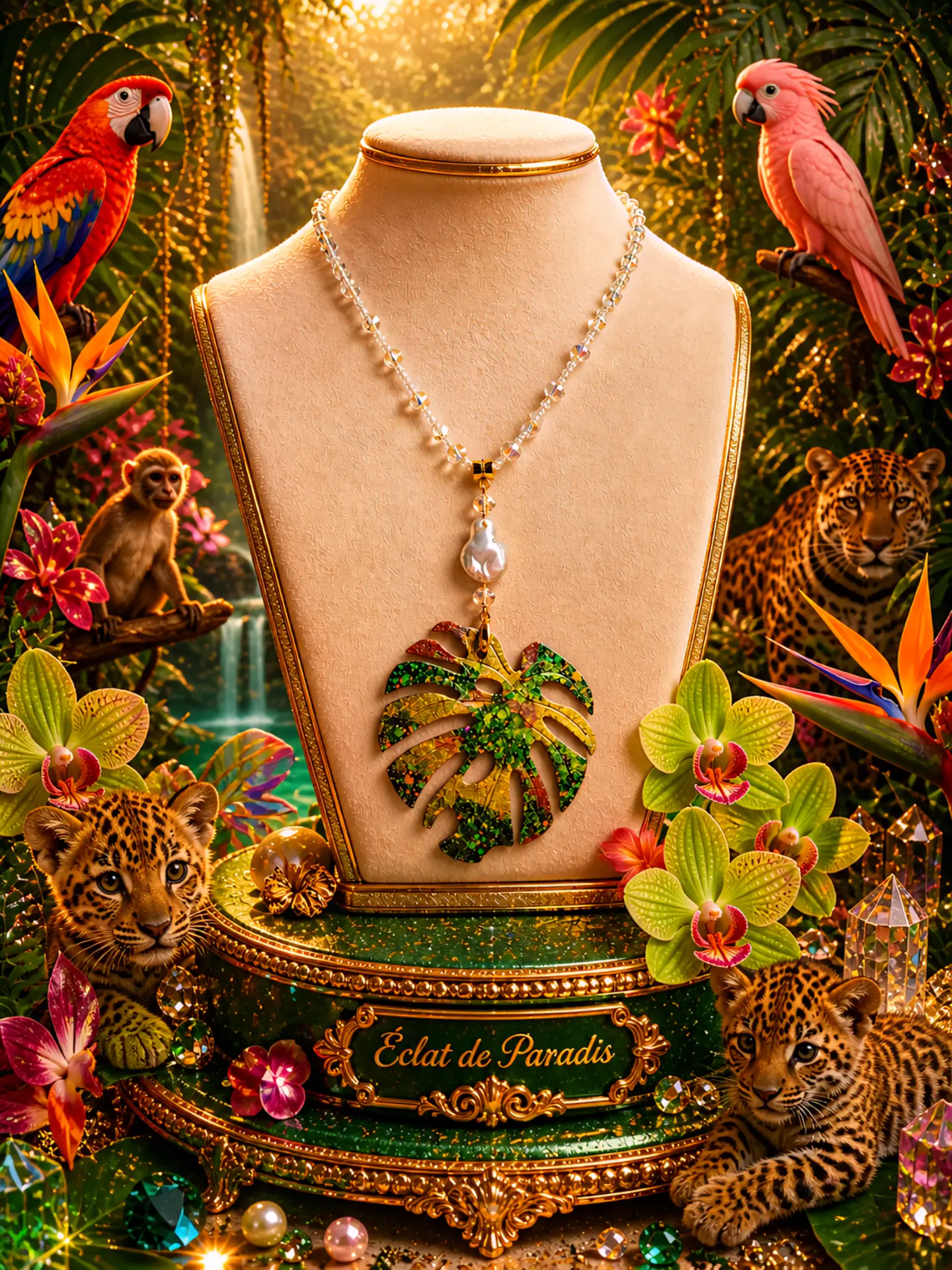 Collier feuille de monstera Éclat de Paradis